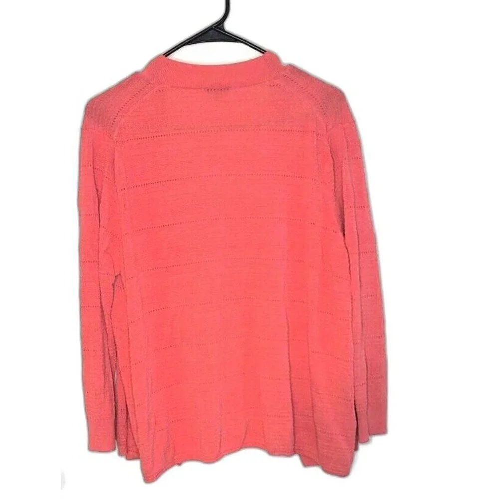 Talbots Womens sz 3X Petite pink sheer textured long sleeve open front cardigan